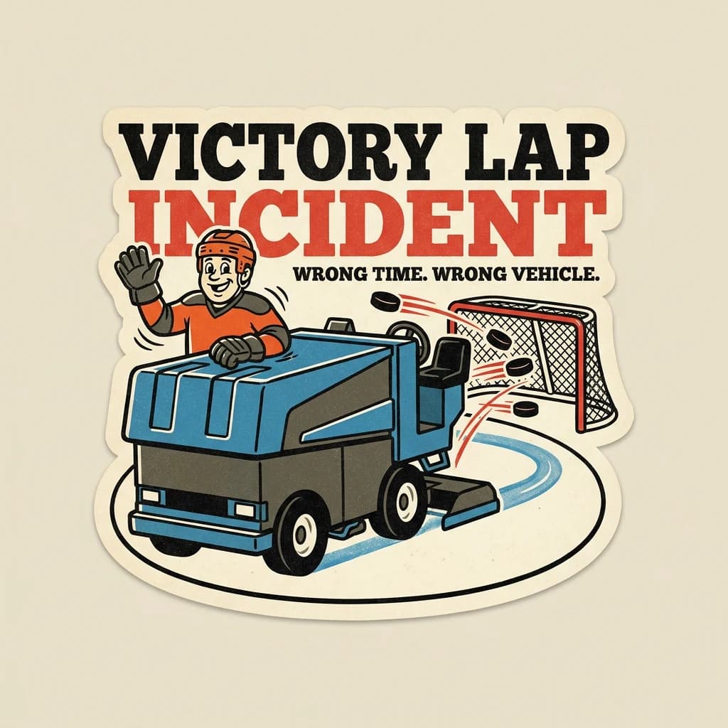 The Victory Lap Incident Sticker: product photo (demo mockup)