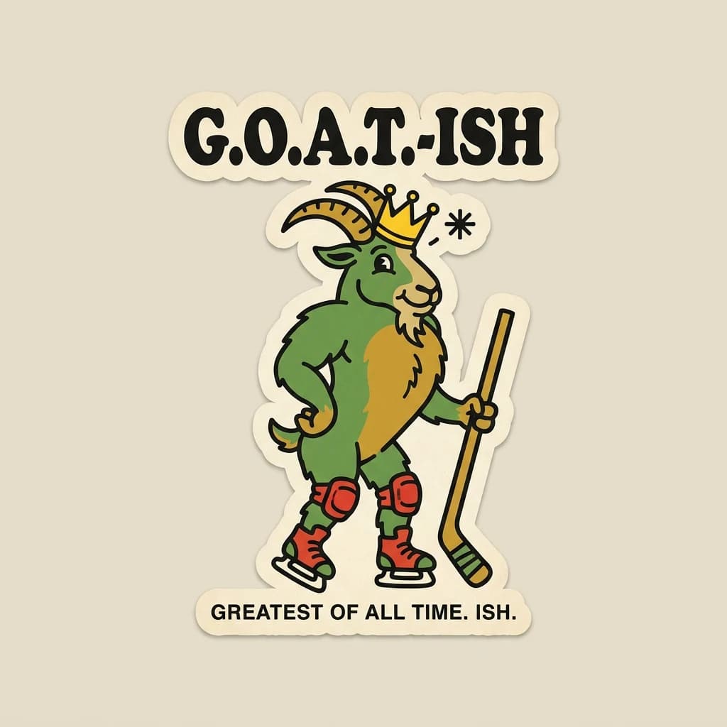 G.O.A.T.-ish Sticker: product photo (demo mockup)